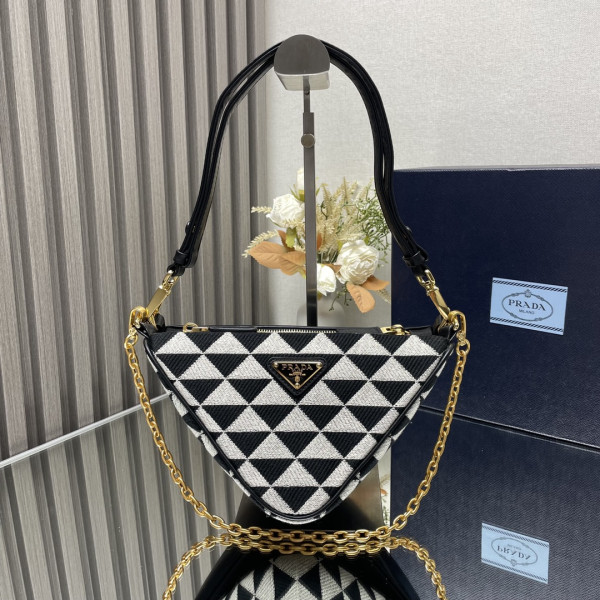 Pra*a triangular sequined pouch-26*16*13cm