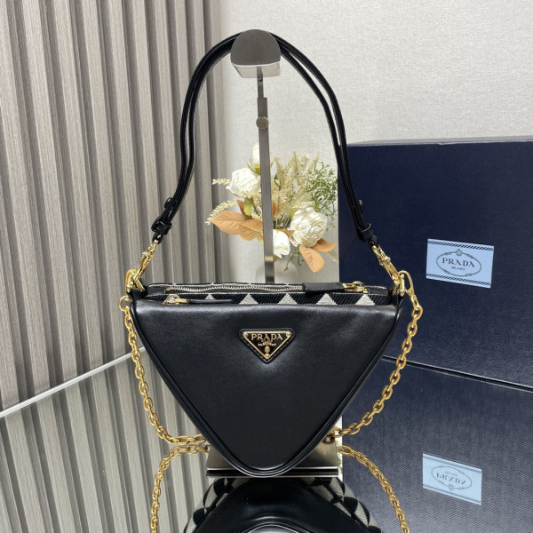 Pra*a triangular sequined pouch-26*16*13cm