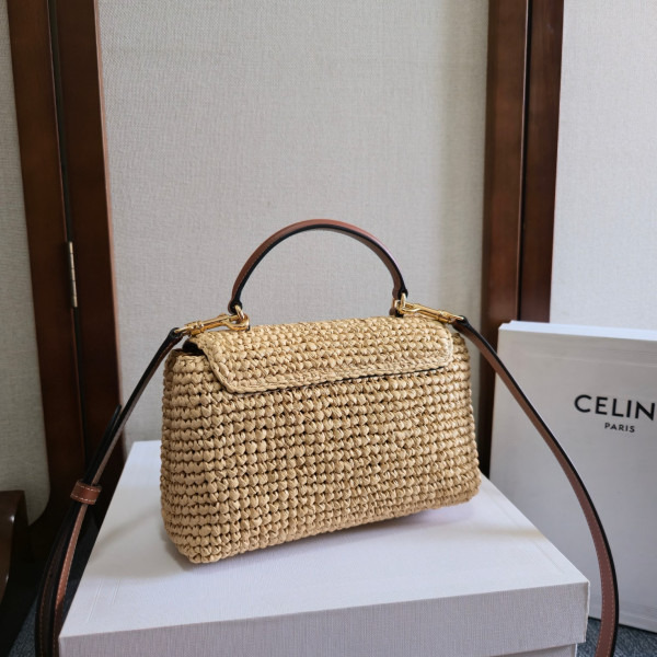 Ce**e teen nino bag in raffia and calfskin - 20.5 x 13 x 8cm