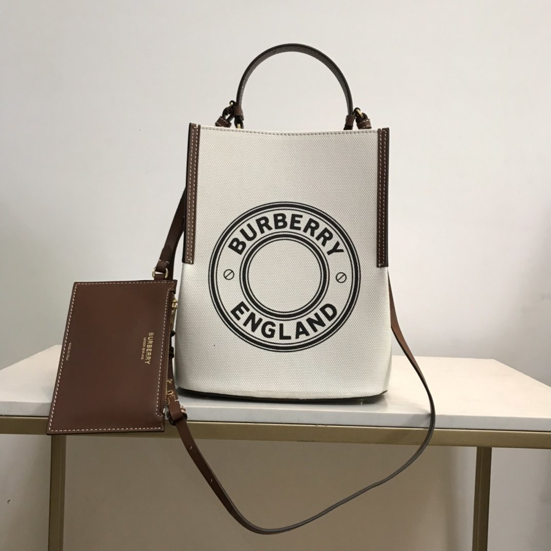 B**rry small logo graphic cotton canvas peggy bucket bag
